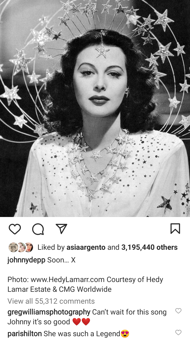 Paris Hilton reacts to Johnny Depps tribute to Hedy Lamarr