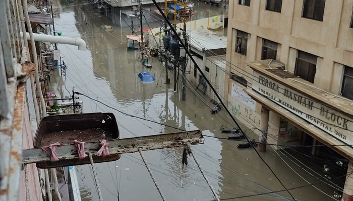 This picture shows the Karachi Burns Road area submerged after heavy rainfall. Courtesy Karachi Doppler