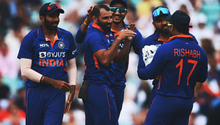 Indian cricket team is celebrating victory in the first ODI against England — ICC