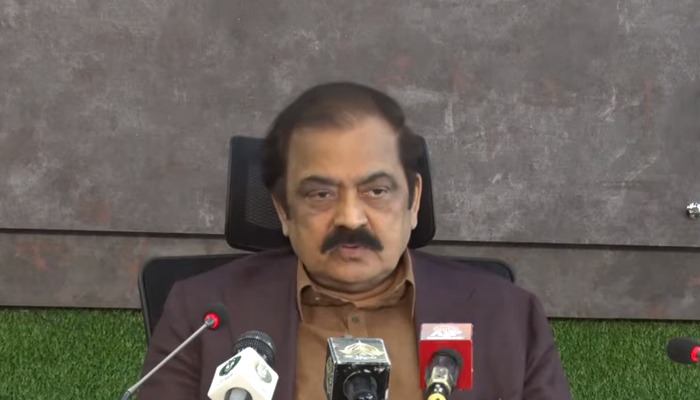 Interior Minister Rana Sanaullah addressing a press conference in Islamabad, on July 14, 2022. — YouTube/PTVNewsLive