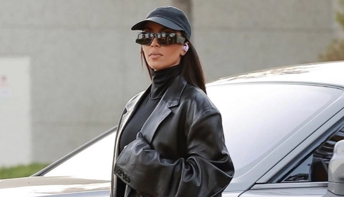 Kim Kardashian Sets Temperature Soaring In Black Leather Outfit See Pictures 