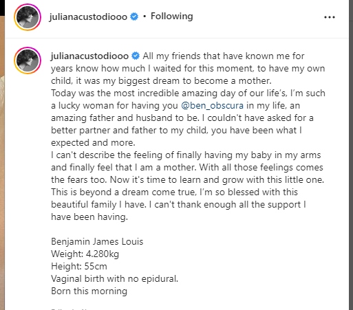 90 Day Fiancés Juliana Custodio, Ben Obscura welcome their first child