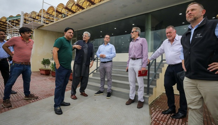 ECB security delegation visiting Gaddafi Stadium in Lahore.