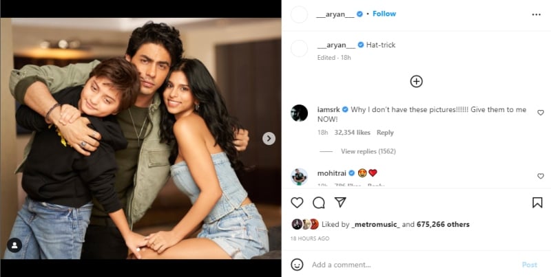 Aryan Khan Returns To Instagram With Sweet Siblings Pics Dad Shah Rukh Khan Reacts