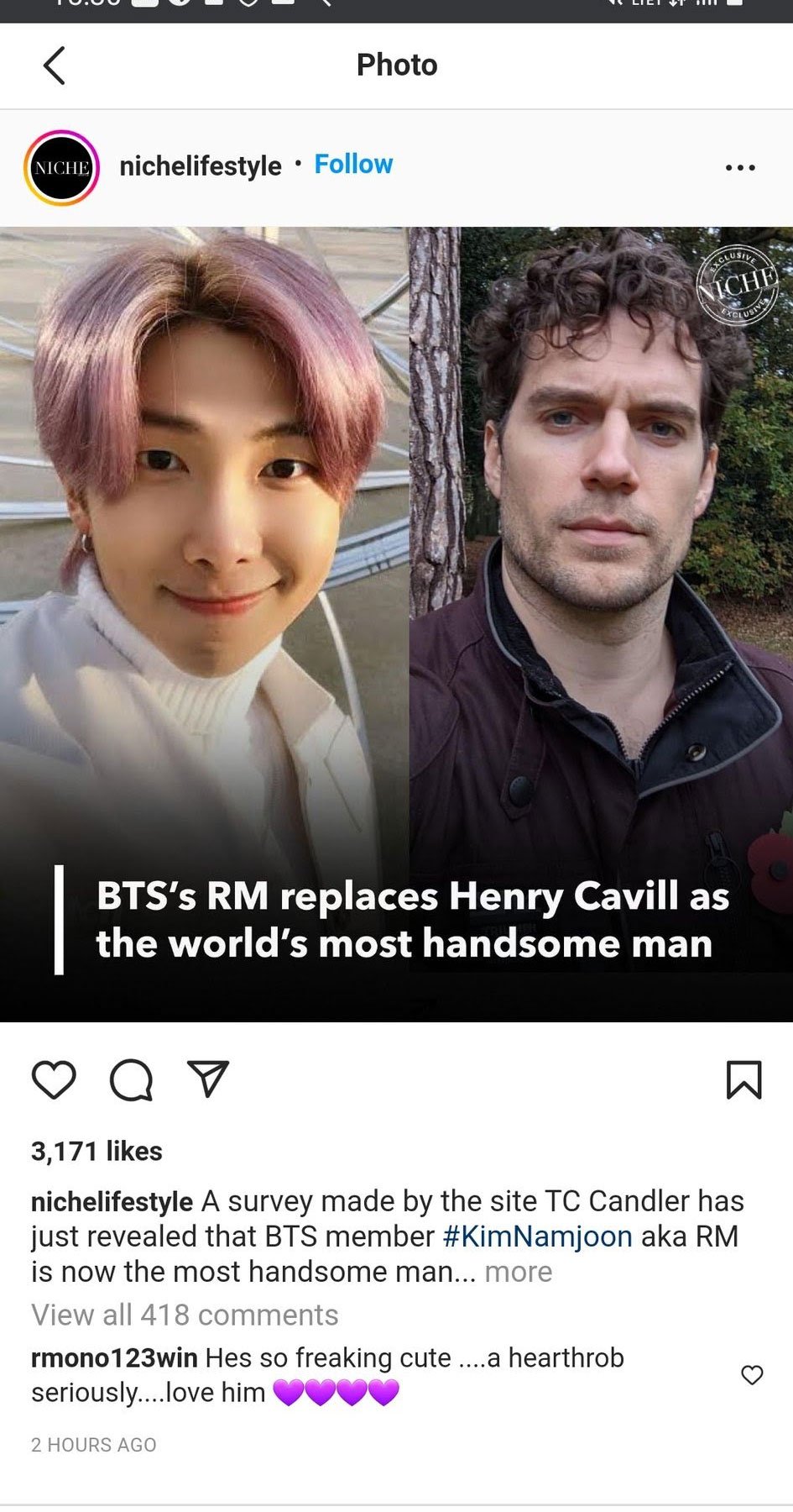 BTS RM bullied for allegedly replacing Henry Cavill as the Most Handsome Face