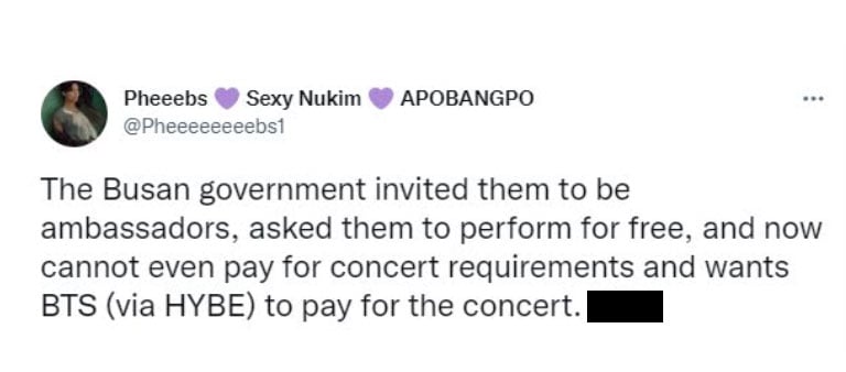 Busan Government doesnt want the free BTS concert to take place?