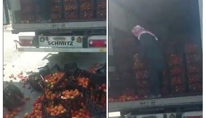 WATCH: Man protests import of tomatoes from Iran, throws crates out of truck