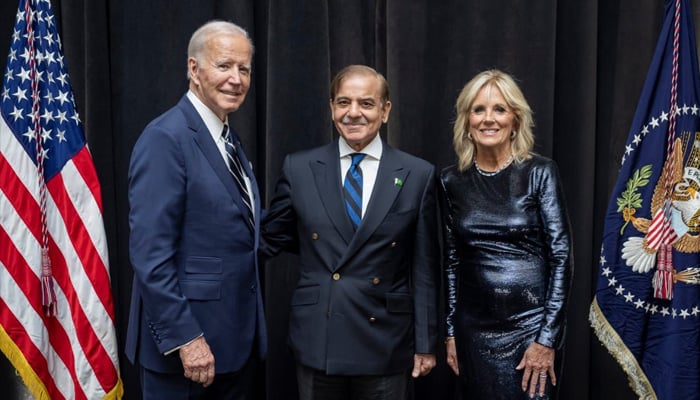 Prime Minister Shahbaz Sharif with US President Joe Biden and First Lady Jill Biden. Courtesy PM Office