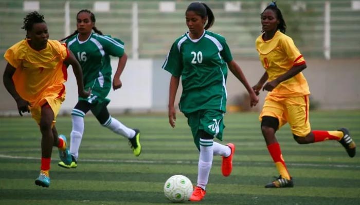 Sudanese womens football players during a match. — AFP/File