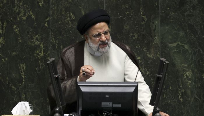 Iranian President Ebrahim Raisi speaks during a parliament session in Tehran on October 4, 2022.— AFP