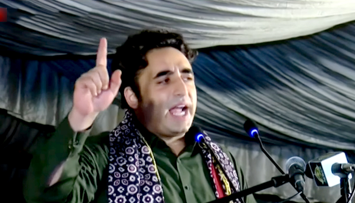 Foreign Minister and PPP Chairman Bilawal Bhutto-Zardari addressing an event in Karachis Malir District on Wednesday, October 19, 2022. — YouTube/GeoNewsLive