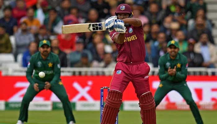 West Indies Nicholas Pooran strikes a shot in a match with Pakistan in England on May 31, 2019. — AFP/File