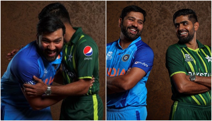 Pakistan skipper Babar Azam and India captain Rohit Sharma. — ICC