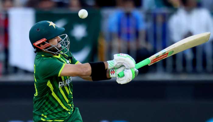 Pakistan’s Muhammad Rizwan plays a shot in the air during the ICC men’s Twenty20 World Cup 2022 cricket match between Pakistan and Netherlands at the Perth Stadium on October 30, 2022 in Perth. – AFP