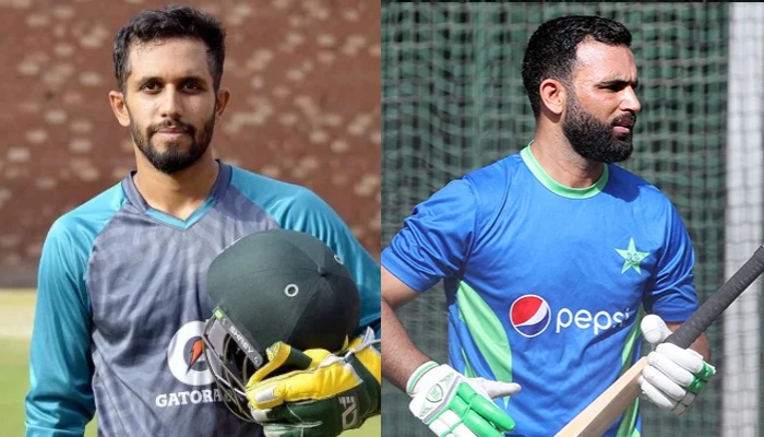 Pakistan wicket-keeper batter Mohammad Haris and batter Fakhar Zaman. — APP/AFP/File