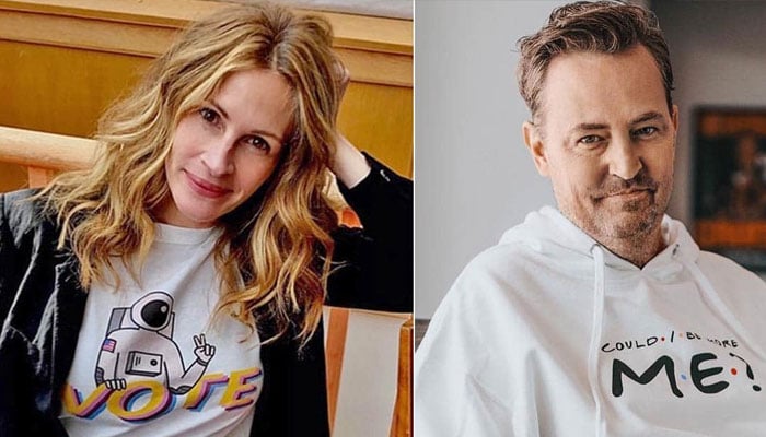 Julia Roberts cringing at Matthew Perry romance confessions