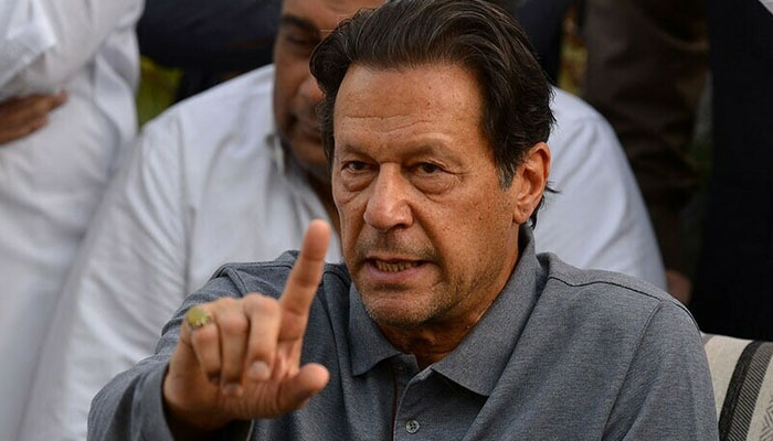 PTI chairman Imran Khan gestures during a press conference. — AFP/file