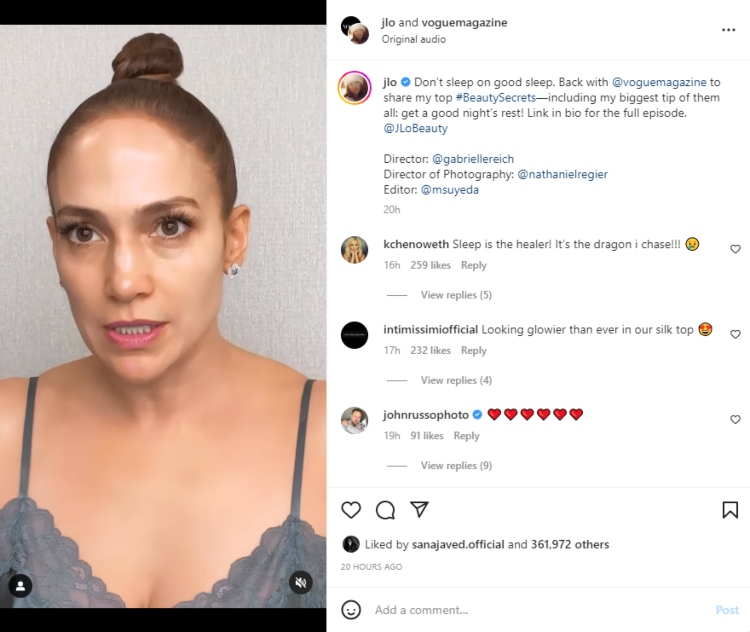 Jennifer Lopez gives fans glimpse into her ‘glam’ skincare routine in