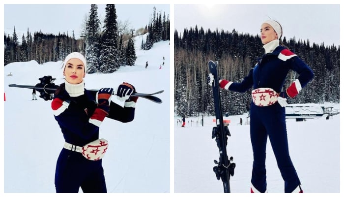 Alessandra Ambrosio nails winter chic in figure-hugging ski suit