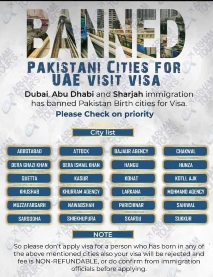 No There Isn t A UAE Visa Ban On Pakistanis From Specific Cities