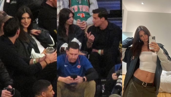 Emily Ratajkowski seen chatting to a mystery man at Knicks game after going out with Eric Andre