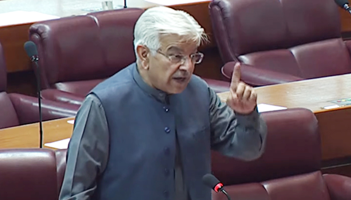 Defence Minister Khawaja Asif speaks on the floor of the National Assembly on January 31, 2023. — YouTube/PTVNewsLive