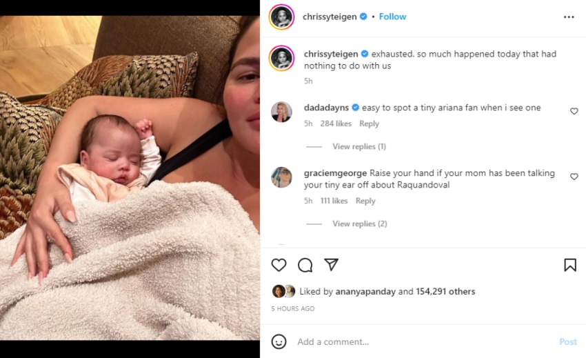 Chrissy Teigen hints at too many ‘happenings’ around, posts photo with baby Esti