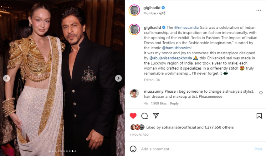 Gigi Hadid shares glam snaps with Shah Rukh Khan, Aishwarya Rai Bachchan