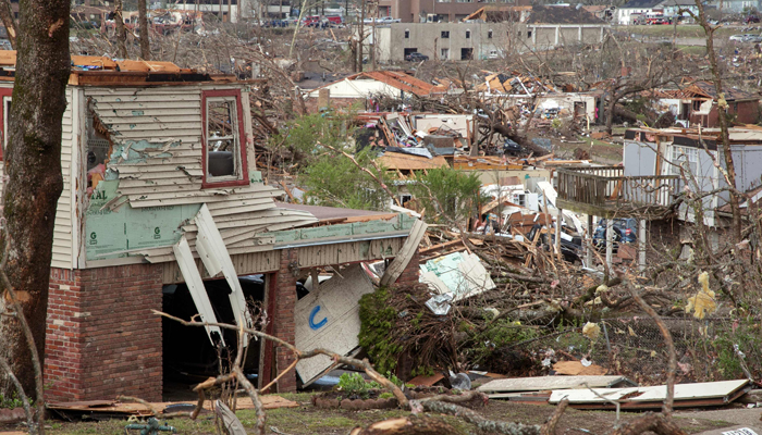 In this photo, destruction can be seen after a tornado damaged hundreds of homes and buildings in Little Rock, Arkansas. — AFP