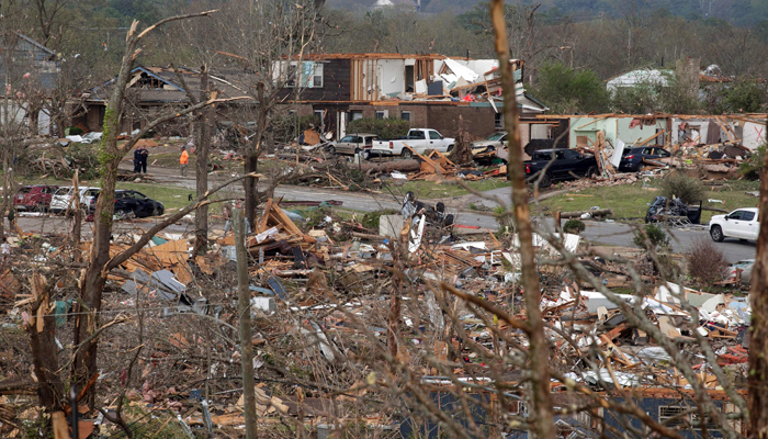 The damaged remains of the Walnut Ridge neighbourhood are seen on March 31, 2023, in Little Rock, Arkansas. — AFP