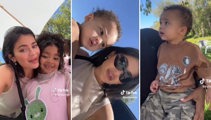 Kylie Jenner and son Aire attend True Thompson’s 5th birthday party