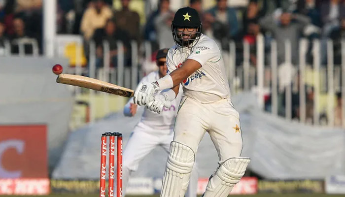 Imam-ul-Haq hits a shot during a match against England on December 04, 2022. — AFP