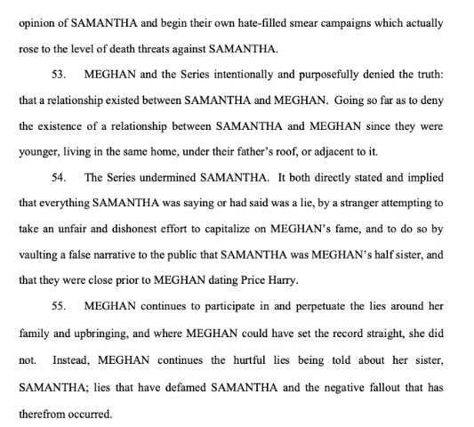 Text of Samantha Markles amended complaint against  Meghan Markle
