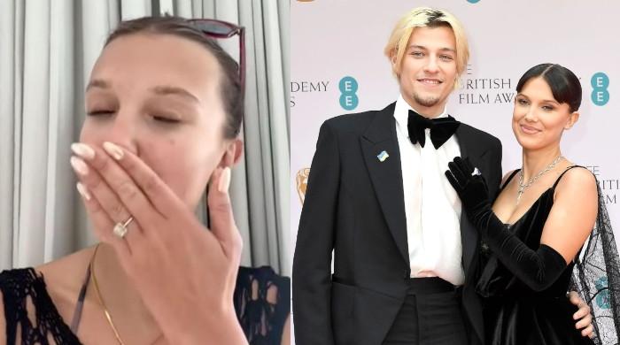 Millie Bobby Brown flashes diamond ring after engagement to Jake Bongiovi