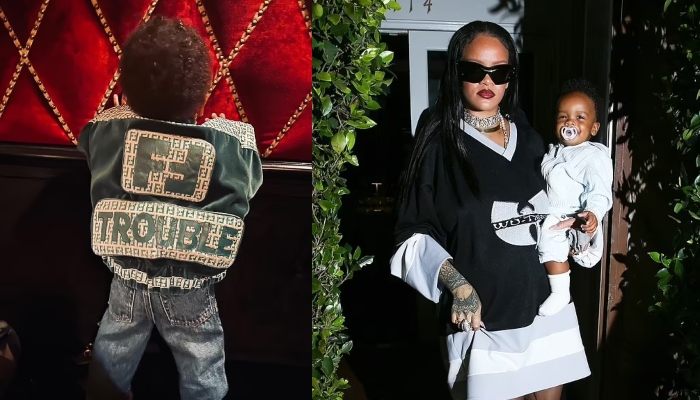 Pregnant Rihanna posts a picture of her son wearing Fendi jacket, ‘trouble’