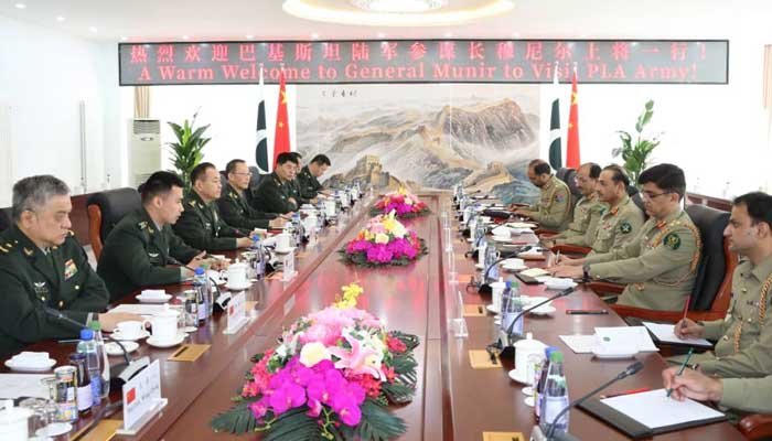 Chief of Army Staff (COAS) General Asim Munir in a meeting with Chinas PLA commander. — ISPR