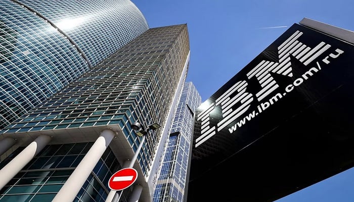 The logo of the US corporation IBM in front of its office in Moscow, Russia, 08 June 2022. — AFP/File