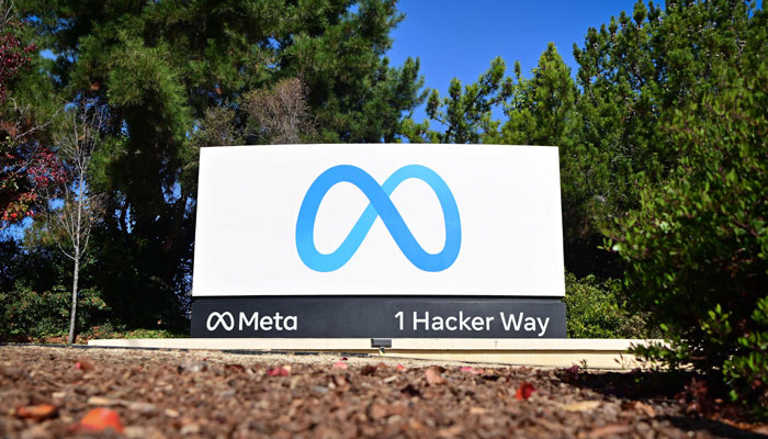 Meta logo marks entrance of Facebook corporate headquarters in Menlo Park, California. — AFP/File