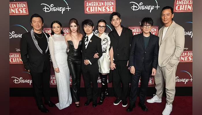 Michelle Yeoh all smiles with Ke Huy Quan at American Born Chinese premiere