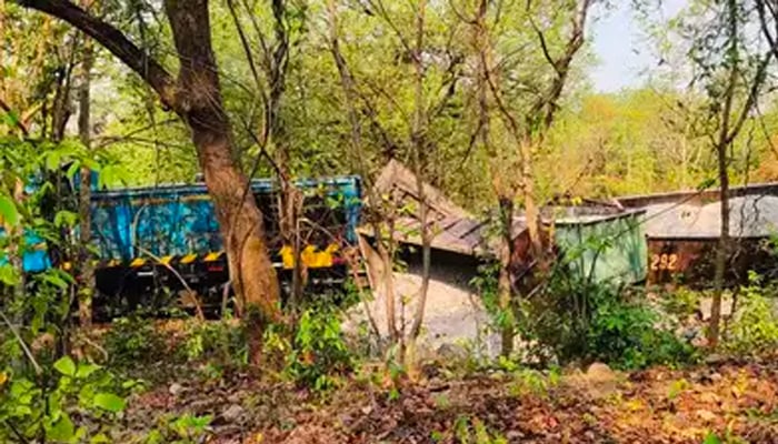 Photograph of the private goods train which derailed today. — Times of India