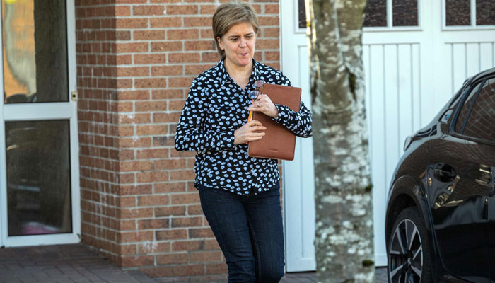 Former first minister Nicola Sturgeon leaves her home in Glasgow on April 20, 2023. —  AFP