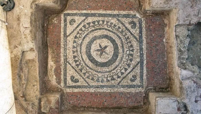 A unique ancient Roman mosaic discovered at the site in Borough. — MOLA/File