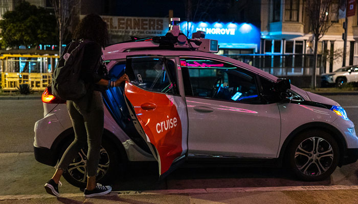 This representational picture shows a passenger getting inside a Cruise robotaxi. — Twitter/@cruise