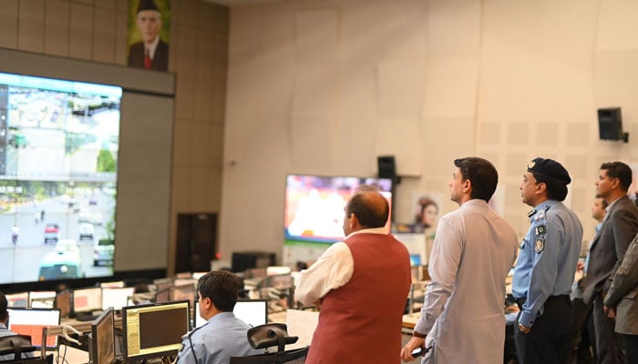 Special Assistant to Prime Minister on Interior Jawad Sohrab Malik during visit to Safe City Headquarters in Islamabad. — Reporter