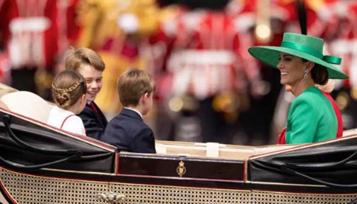 Kate Middleton seen reacting to sneezing son George at Kings birthday parade