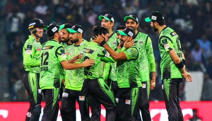 Lahore Qalandars celebrate during a match of the ongoing season of Pakistan Super League (PSL). — Twitter/@lahoreqalandars