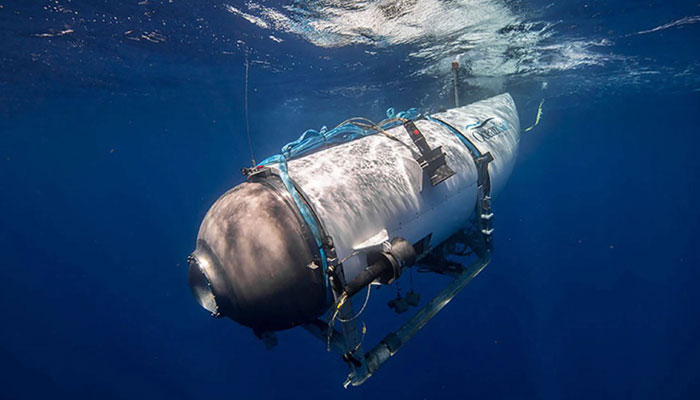 An undated image shows the OceanGate Expeditions Titan submersible beginning a descent. — AFP/File