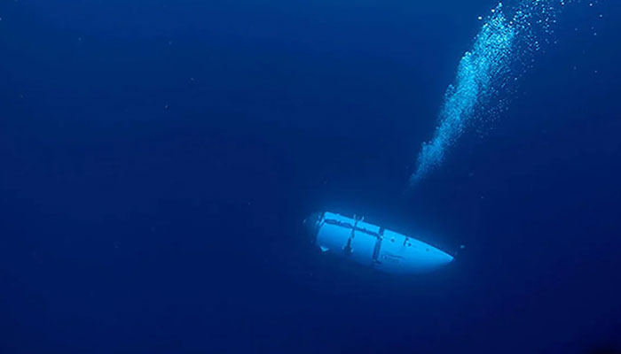 The Titan submersible, operated by OceanGate Expeditions to explore the wreckage of the sunken SS Titanic off the coast of Newfoundland, dives in an undated photograph. — AFP/File