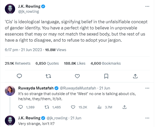 JK Rowling speaks out on social media after Elon Musk’s cisgender comment