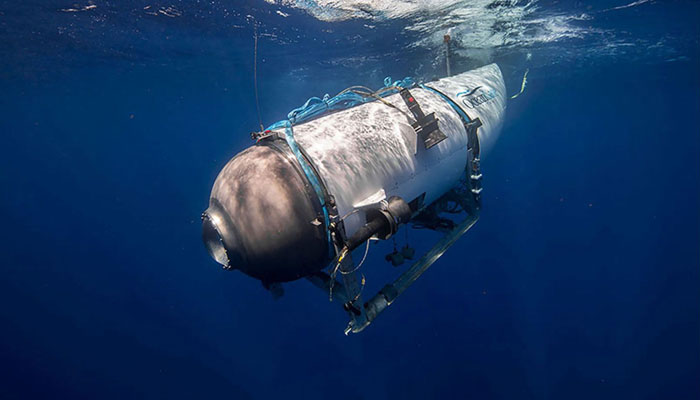 An underwater image of submersible Titan that imploded this week during a descent to the Titanic wreckage. — AFP/File